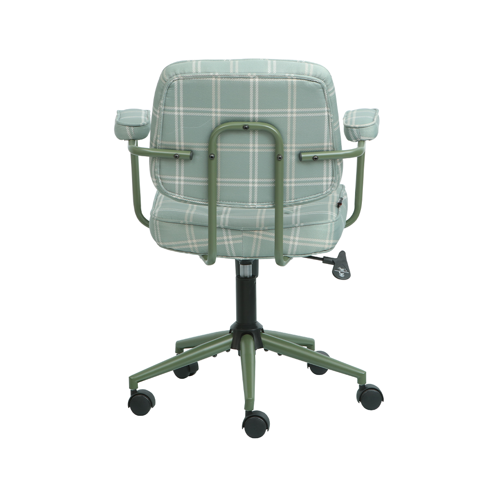 Button Çalışma Sandalyesi Ekose Kumaş - Yeşil 64x86-96x63,5 cm - Adore Mobilya