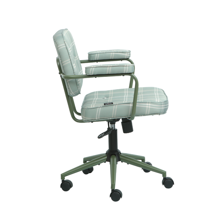 Button Çalışma Sandalyesi Ekose Kumaş - Yeşil 64x86-96x63,5 cm - 2