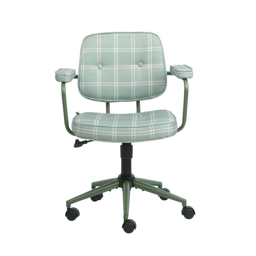 Button Çalışma Sandalyesi Ekose Kumaş - Yeşil 64x86-96x63,5 cm - 9
