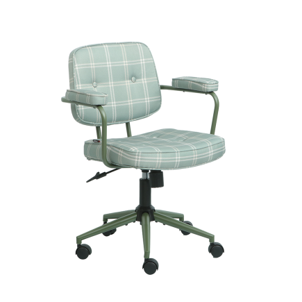 Button Çalışma Sandalyesi Ekose Kumaş - Yeşil 64x86-96x63,5 cm - 1