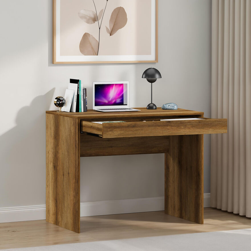 Çekmeceli Çalışma Masası-Koyu Ceviz (Oslo Ceviz) 90x75x55 cm (GxYxD) - 2