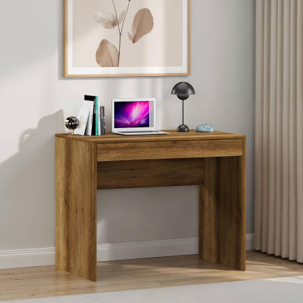 Çekmeceli Çalışma Masası-Koyu Ceviz (Oslo Ceviz) 90x75x55 cm (GxYxD) - Adore Mobilya
