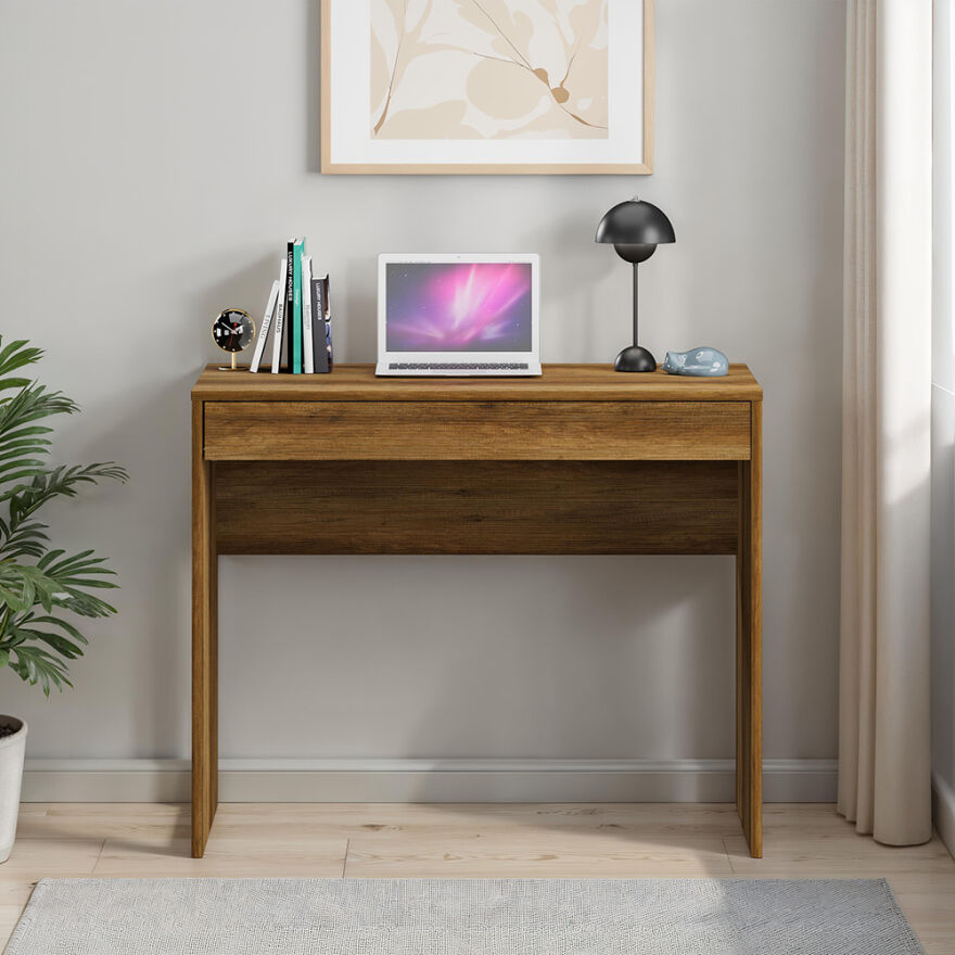 Çekmeceli Çalışma Masası-Koyu Ceviz (Oslo Ceviz) 90x75x55 cm (GxYxD) - 3