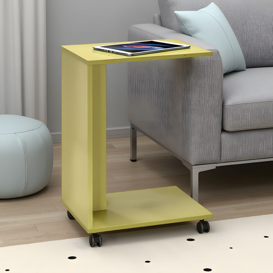 Çok Amaçlı Tekerlekli C Koltuk Sehpası-Yeşil 35x65x45 cm (GxYxD) - 1