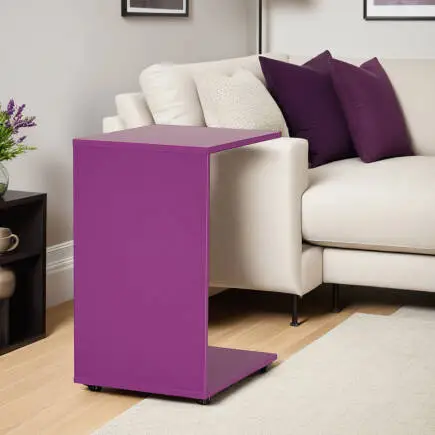 Çok Amaçlı Tekerlekli C Koltuk Sehpası-Mor 35x65x45 cm (GxYxD) 