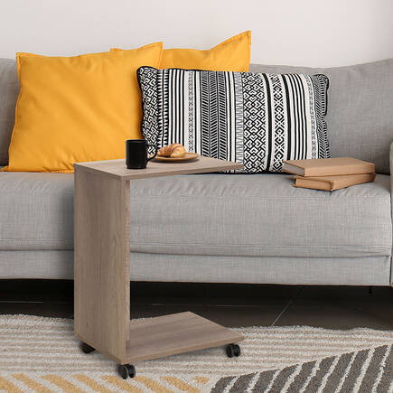 Çok Amaçlı Tekerlekli C Koltuk Sehpası-Açık Ceviz(Tori) 35x65x45 cm (GxYxD) 
