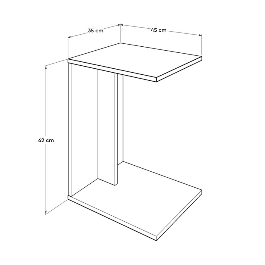 Çok Amaçlı Tekerlekli C Koltuk Sehpası-Kırmızı 35x62x45 cm (GxYxD) - 6