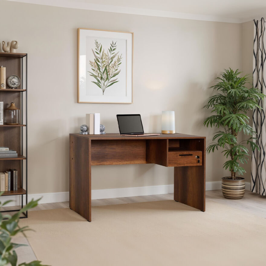 Concept Kilitli Çekmeceli Çalışma Masası-Koyu Ceviz (Oslo Ceviz) 120x75x60 cm (GxYxD) - 1