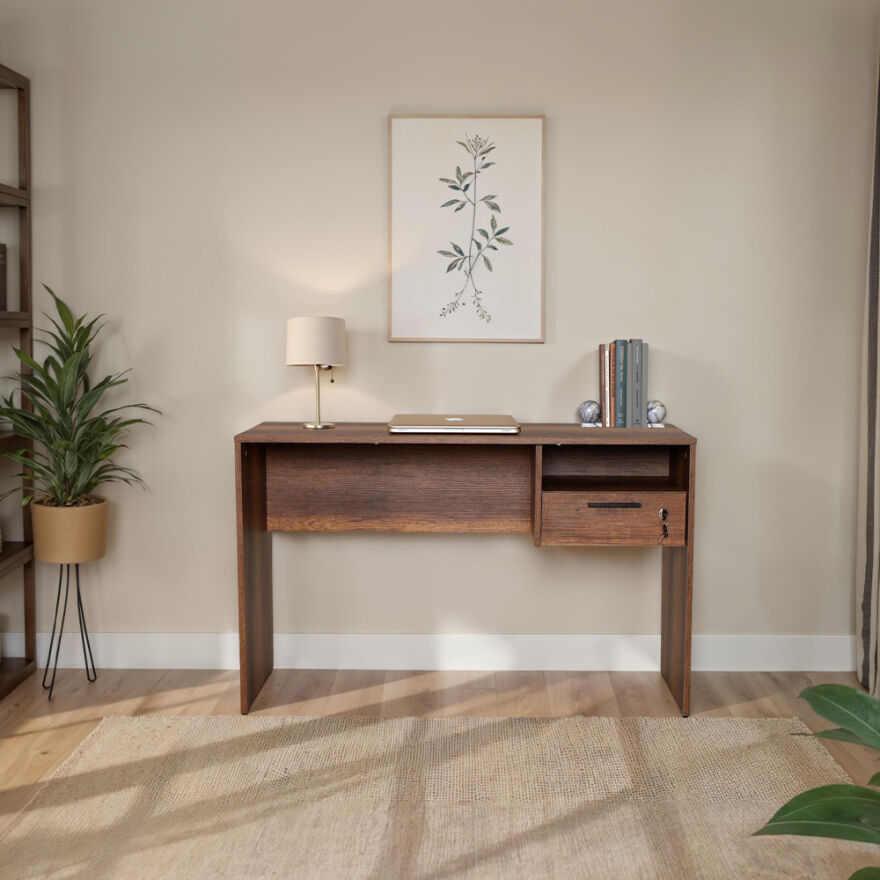 Concept Kilitli Çekmeceli Çalışma Masası-Koyu Ceviz (Oslo Ceviz) 120x75x60 cm (GxYxD) - 10