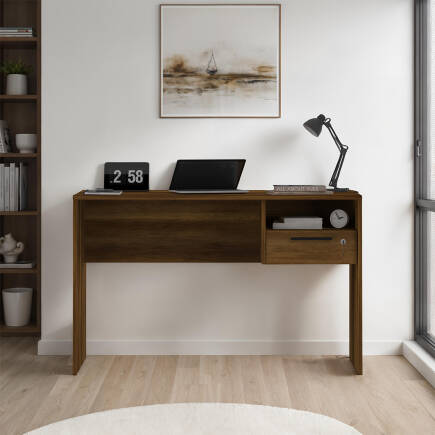 Concept Kilitli Çekmeceli Çalışma Masası-Koyu Ceviz (Oslo Ceviz) 120x75x60 cm (GxYxD) - 2