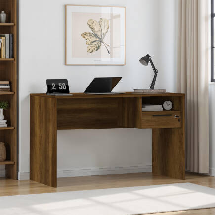 Concept Kilitli Çekmeceli Çalışma Masası-Koyu Ceviz (Oslo Ceviz) 120x75x60 cm (GxYxD) 