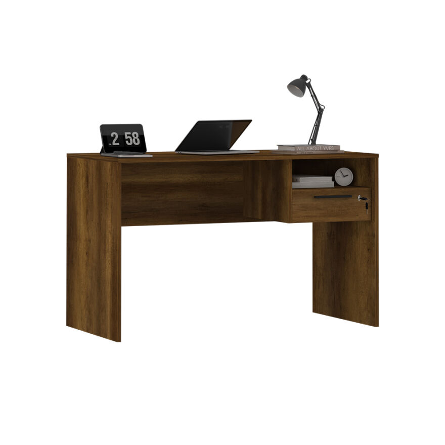 Concept Kilitli Çekmeceli Çalışma Masası-Koyu Ceviz (Oslo Ceviz) 120x75x60 cm (GxYxD) - 3