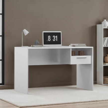 Concept Kilitli Çekmeceli Çalışma Masası-Mat Lake Beyaz 120x75x60 cm (GxYxD) 