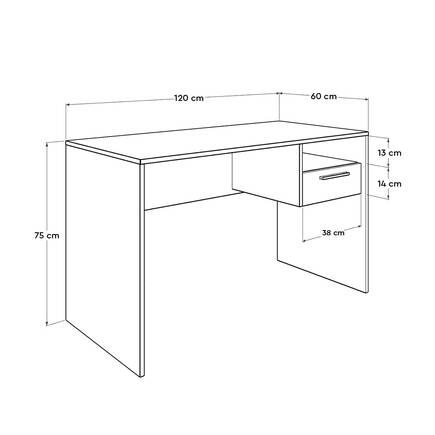 Concept Kilitli Çekmeceli Çalışma Masası-Mat Lake Beyaz 120x75x60 cm (GxYxD) - 10