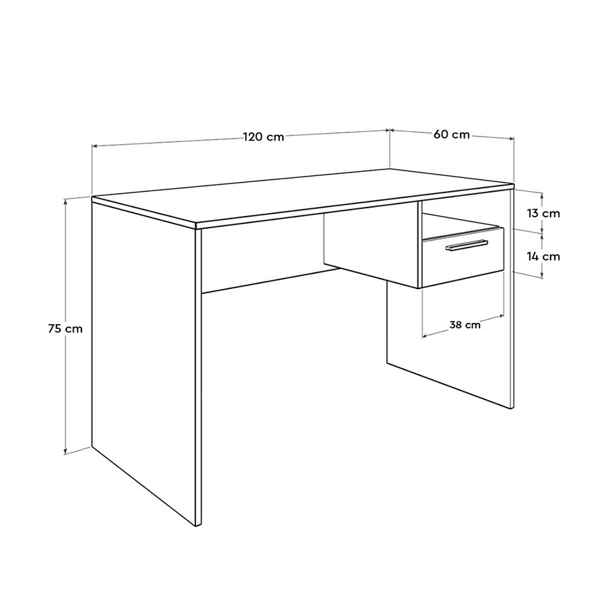 Concept Kilitli Çekmeceli Çalışma Masası-Mat Lake Beyaz 120x75x60 cm (GxYxD) - 10