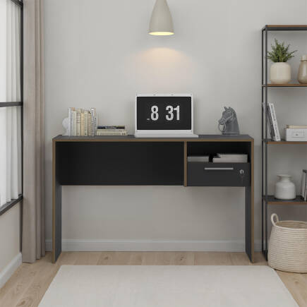Concept Kilitli Çekmeceli Çalışma Masası-Antrasit-Kontra 120x75x60 cm (GxYxD) - 2