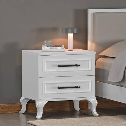 Country 2 Çekmeceli Komodin-Mat Lake Beyaz 51x53x40 cm (GxYxD) - Adore Mobilya