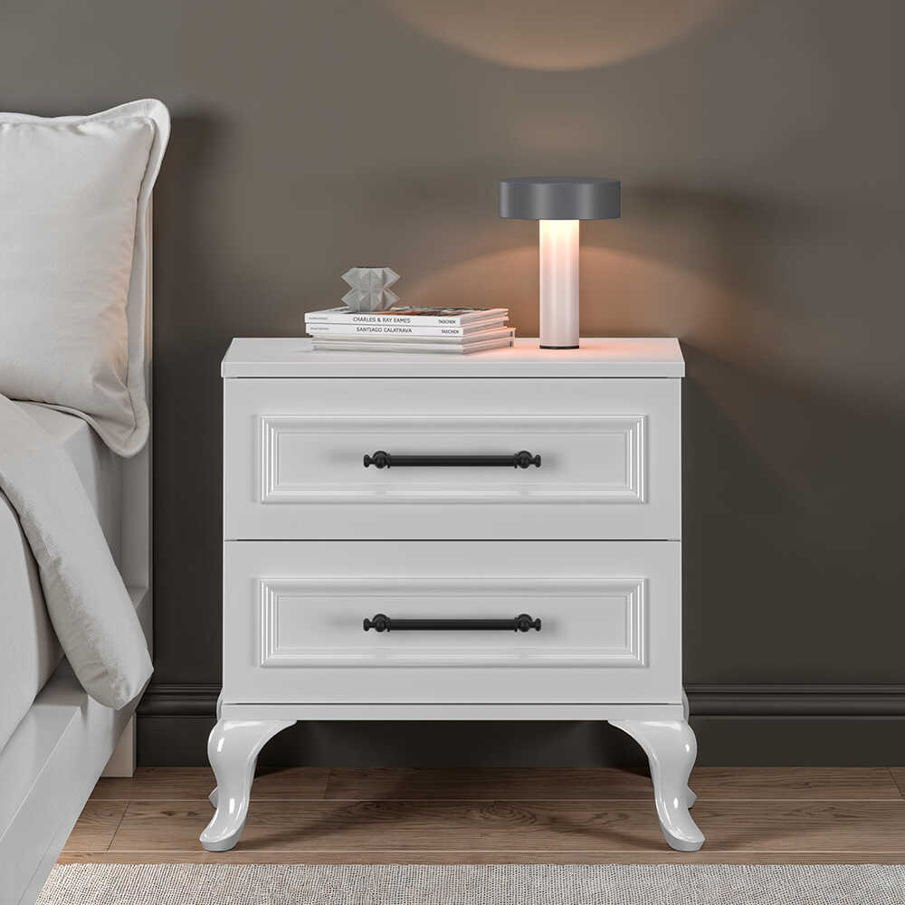 Country 2 Çekmeceli Komodin-Mat Lake Beyaz 51x53x40 cm (GxYxD) - Adore Mobilya (1)