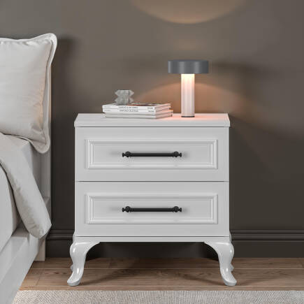 Country 2 Çekmeceli Komodin-Mat Lake Beyaz 51x53x40 cm (GxYxD) - Adore Mobilya (1)