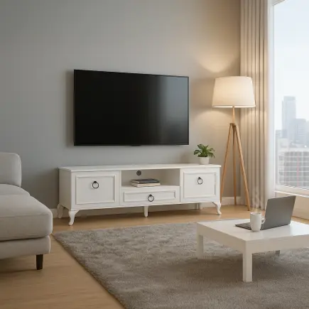 Country Tv Ünitesi - Mat Lake Beyaz 181x54x41 cm (GxYxD) - 1