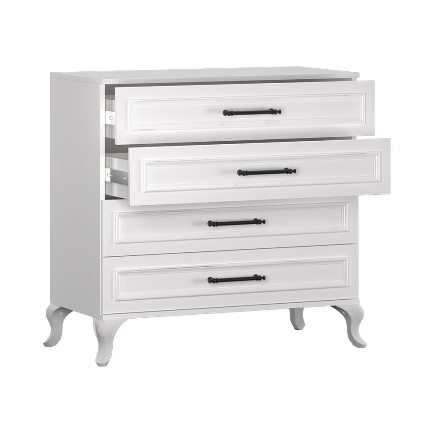 Country 4 Çekmeceli Şifonyer - Mat Lake Beyaz 90x89x45 cm (GxYxD) - 3