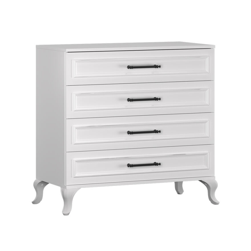 Country 4 Çekmeceli Şifonyer - Mat Lake Beyaz 90x89x45 cm (GxYxD) - 4