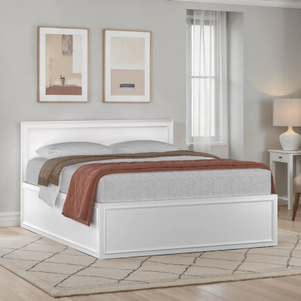 Country Çift Kişilik Bazalı Karyola - Diamond Beyaz 167x120x205 cm - Adore Mobilya