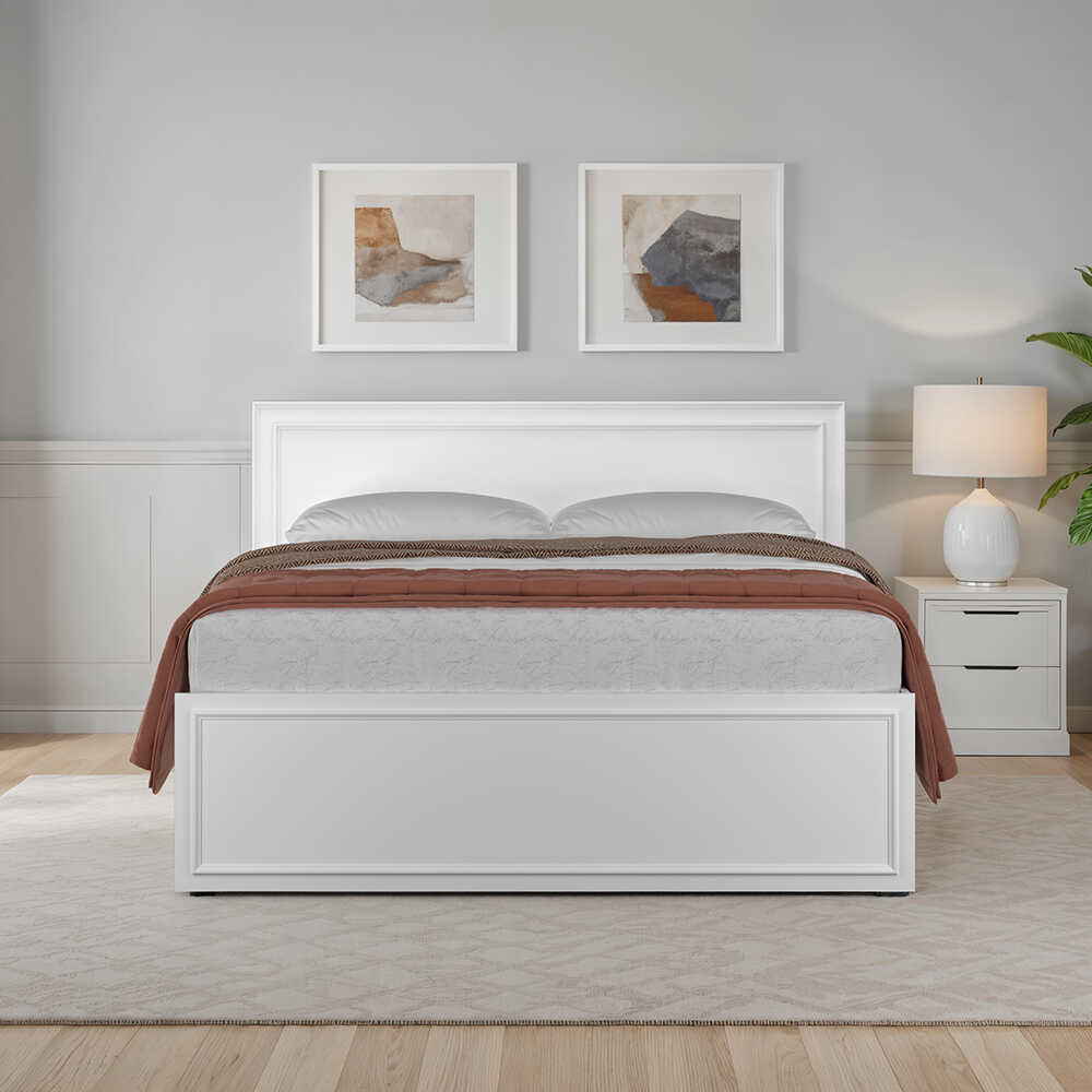 Country Çift Kişilik Bazalı Karyola - Diamond Beyaz 167x120x205 cm - Adore Mobilya (1)