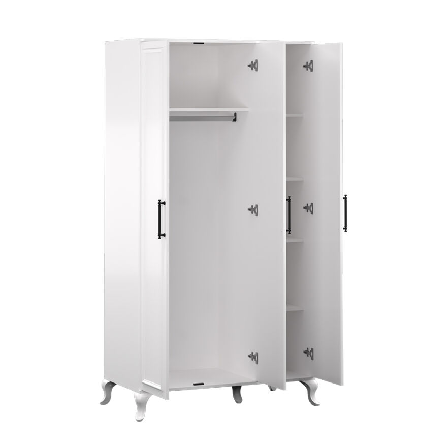 Country 3 Kapaklı Gardırop-Mat Lake Beyaz 103x199x51 cm (GxYxD) - 9