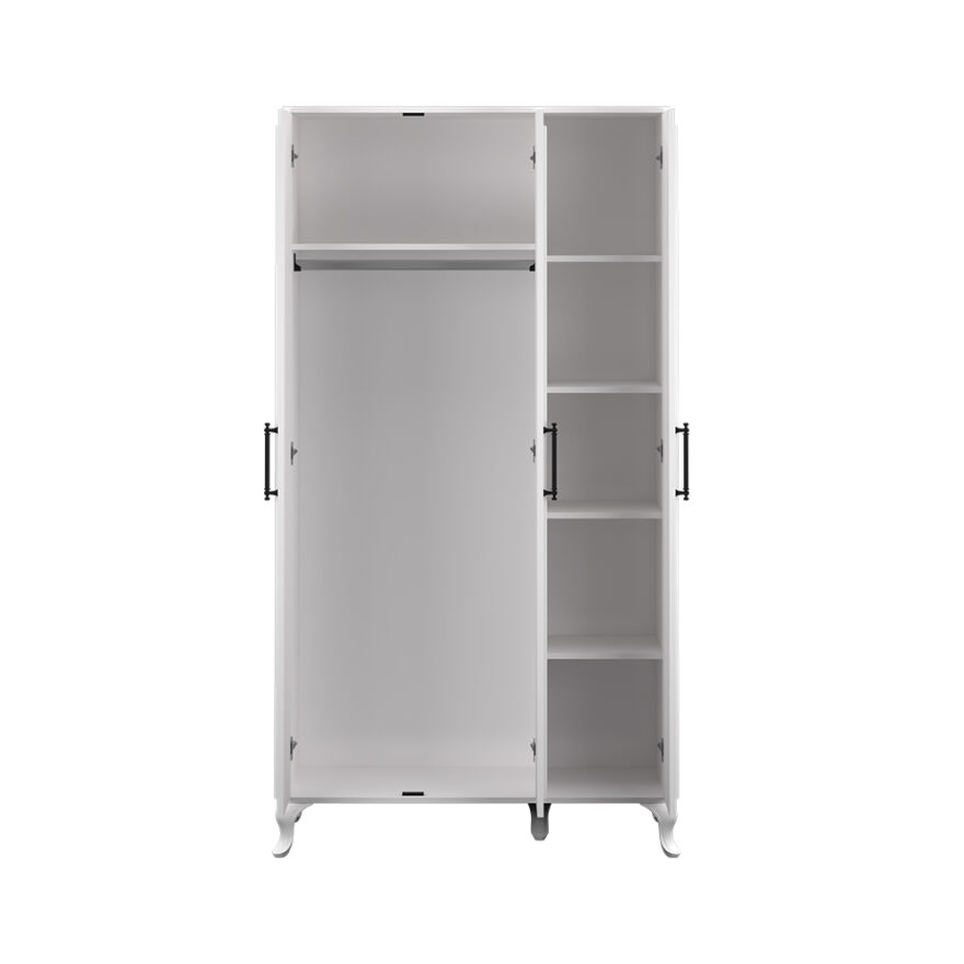 Country 3 Kapaklı Gardırop-Mat Lake Beyaz 103x199x51 cm (GxYxD) - 10