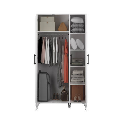 Country 3 Kapaklı Gardırop-Mat Lake Beyaz 103x199x51 cm (GxYxD) - 5