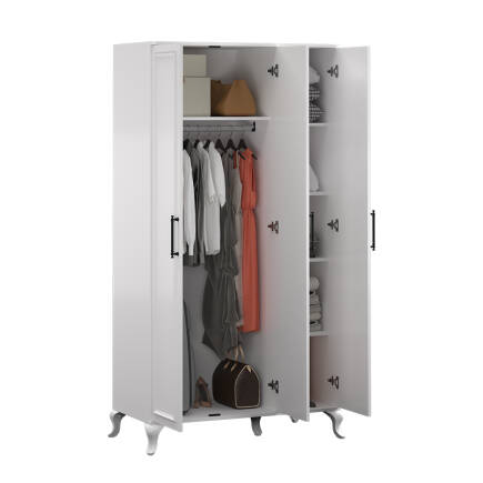 Country 3 Kapaklı Gardırop-Mat Lake Beyaz 103x199x51 cm (GxYxD) - 6