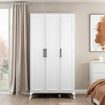 Country 3 Kapaklı Gardırop-Mat Lake Beyaz 103x199x51 cm (GxYxD) - 3