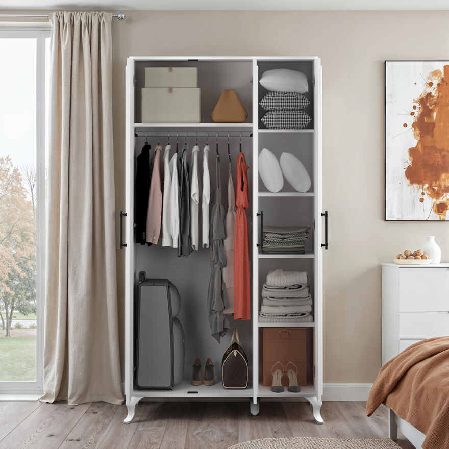 Country 3 Kapaklı Gardırop-Mat Lake Beyaz 103x199x51 cm (GxYxD) - 4