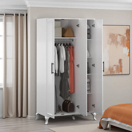 Country 3 Kapaklı Gardırop-Mat Lake Beyaz 103x199x51 cm (GxYxD) - 2