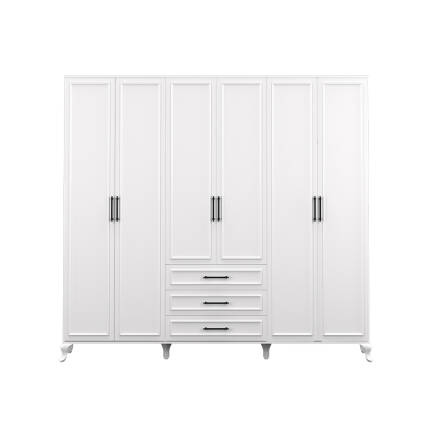 Country 6 Kapaklı 3 Çekmeceli Gardırop-Mat Lake Beyaz 240x224x62 cm (GxYxD) - 3