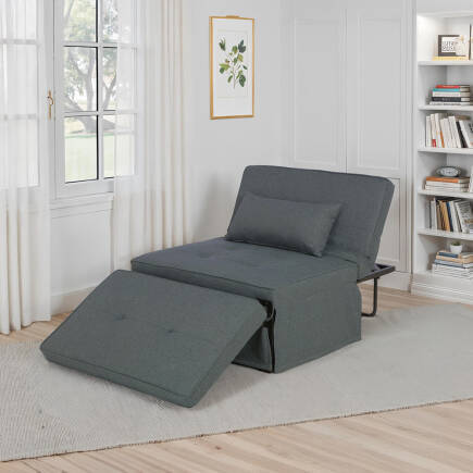 Cube Katlanır Yataklı Puf - Koyu Gri 96x189x42.5 / 96x168x92.5 cm - 4