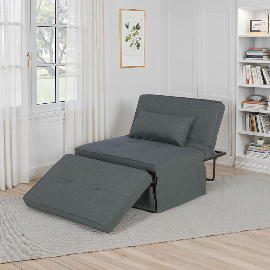 Cube Katlanır Yataklı Puf - Koyu Gri 96x189x42.5 / 96x168x92.5 cm - 4