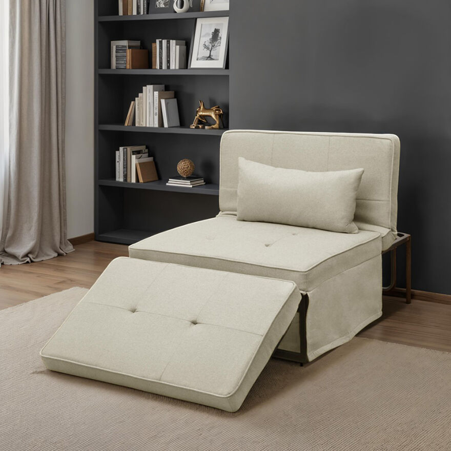 Cube Katlanır Yataklı Puf - Vizon6x189x42.5 / 96x168x92.5 cm - 4
