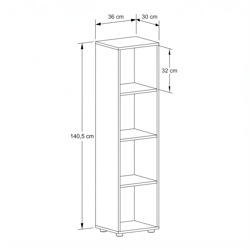 Cubic Kitaplık - Beyaz 36x140,5x30 cm - 5