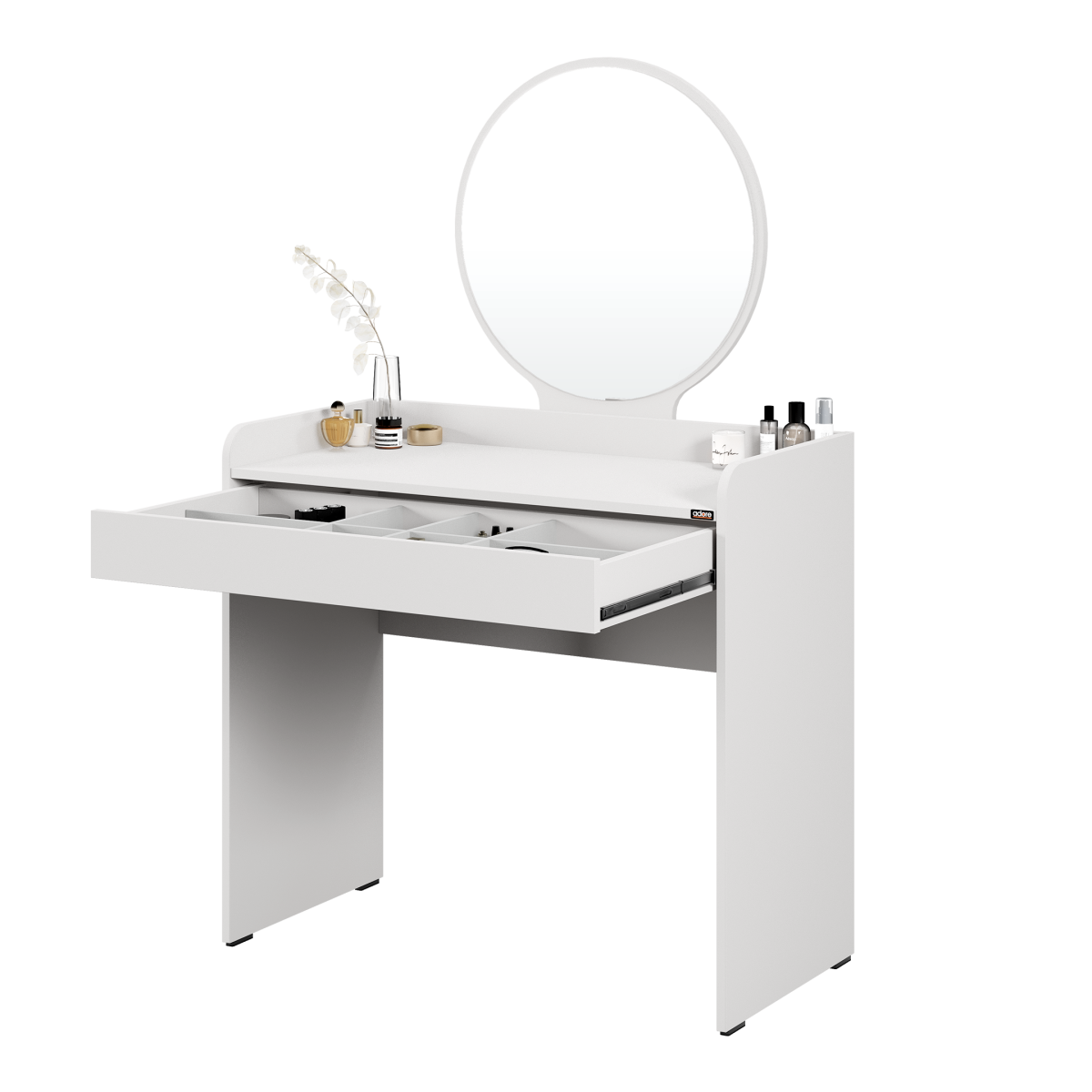 Curve Makyaj Masası - Diamond Beyaz 90x142x47 cm - Adore Mobilya (1)