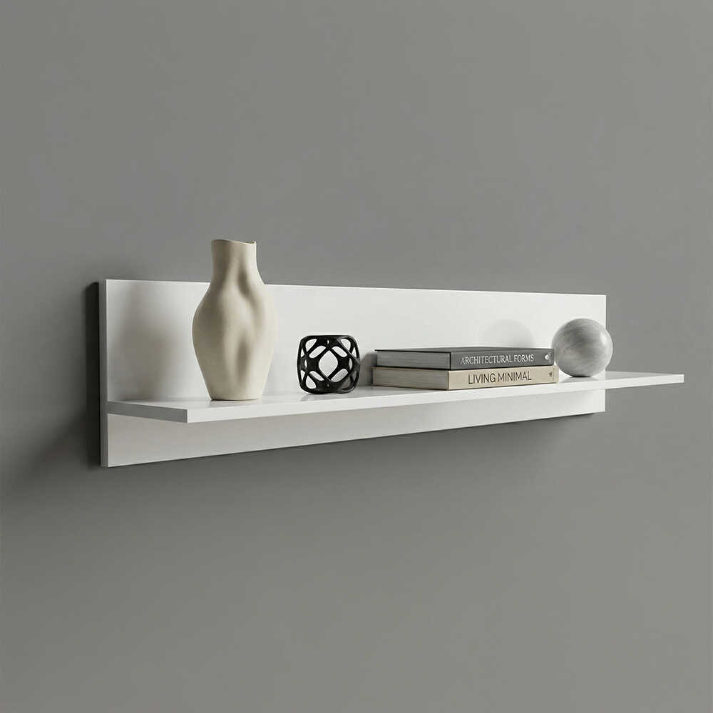 Dekoratif Duvar Rafı - Mat Lake Beyaz 120x25x20 cm (GxYxD)