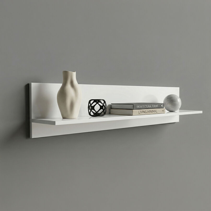 Dekoratif Duvar Rafı - Mat Lake Beyaz 120x25x20 cm (GxYxD) - 1