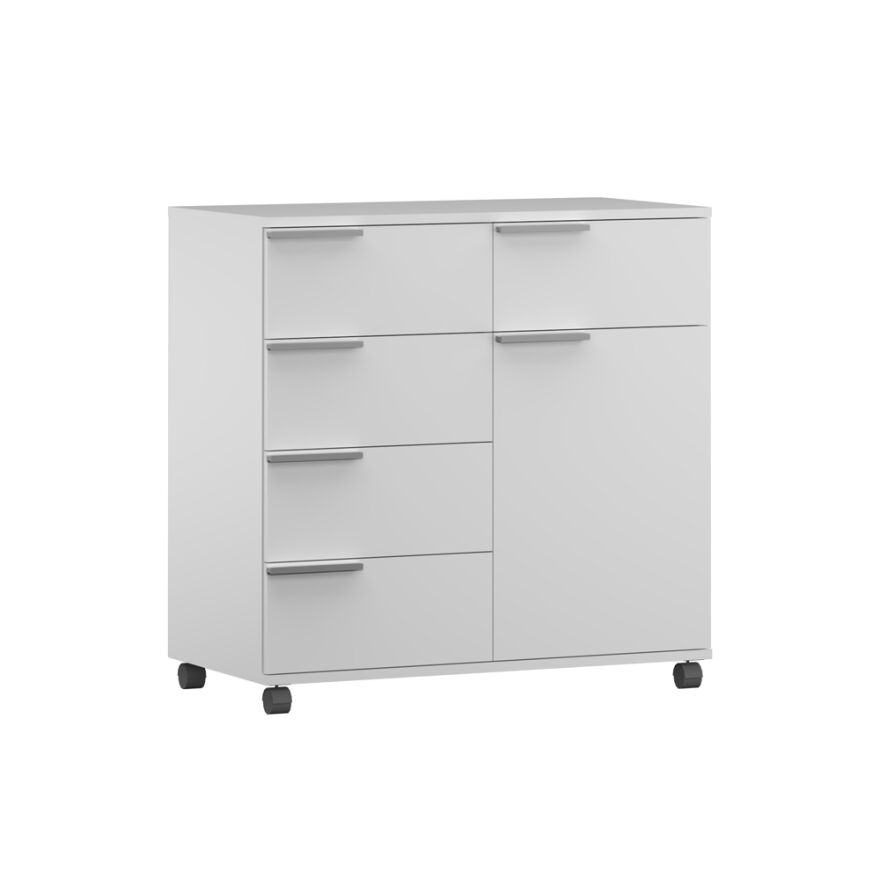 Diamond 5 Çekmeceli Tek Kapaklı Dolap-Parlak Lake Beyaz 85x81x44 cm (GxYxD) - 8