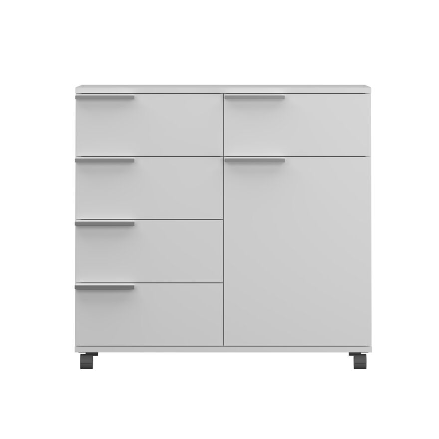 Diamond 5 Çekmeceli Tek Kapaklı Dolap-Parlak Lake Beyaz 85x81x44 cm (GxYxD) - 9