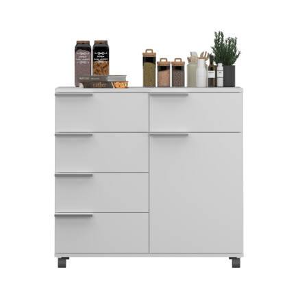 Diamond 5 Çekmeceli Tek Kapaklı Dolap-Parlak Lake Beyaz 85x81x44 cm (GxYxD) - 6