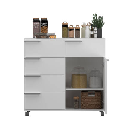 Diamond 5 Çekmeceli Tek Kapaklı Dolap-Parlak Lake Beyaz 85x81x44 cm (GxYxD) - 5