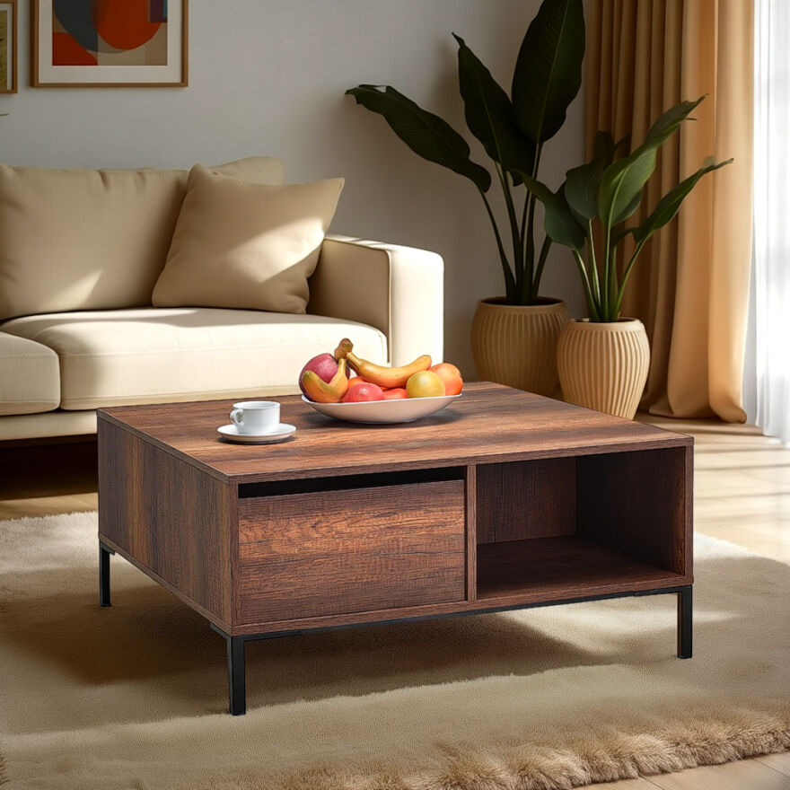 Kare Orta Sehpa - Koyu Ceviz (Oslo Ceviz) 90x42x90 cm (GxYxD) - 1