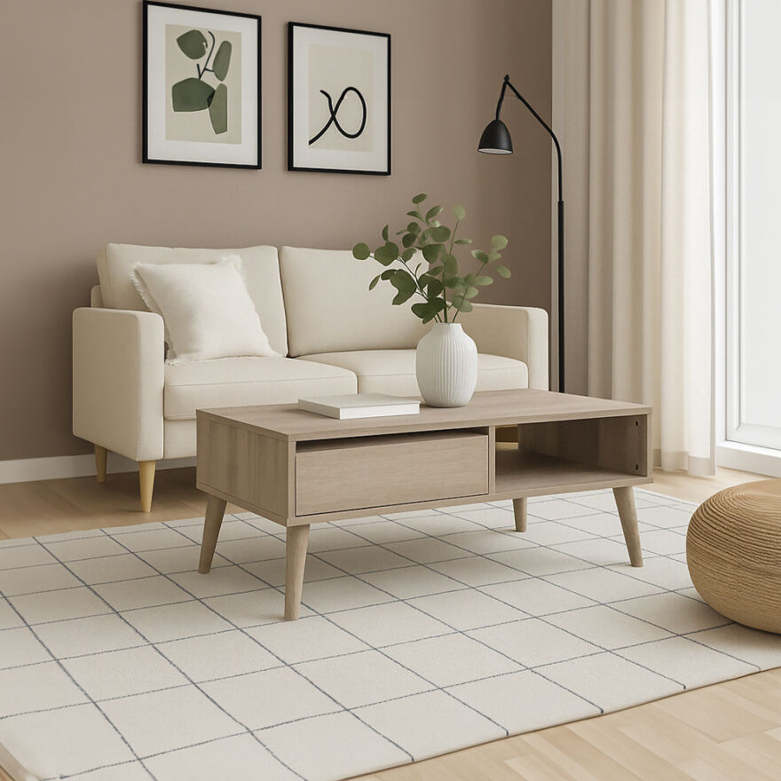 Step Dikdörtgen Orta Sehpa - Açık Ceviz (Tori) 110x42x65 cm (GxYxD) - 1