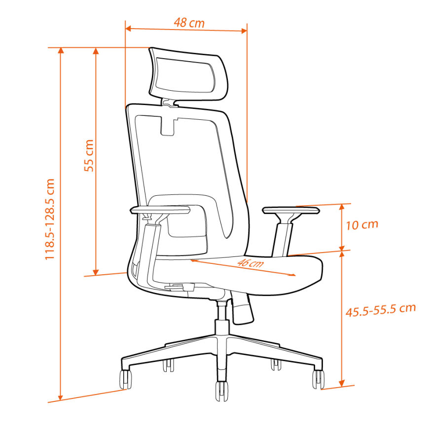 Dinamik File Sırtlı Ofis Koltuğu-Siyah 68x118,5-128,5x70 cm (GxYxD) - 8